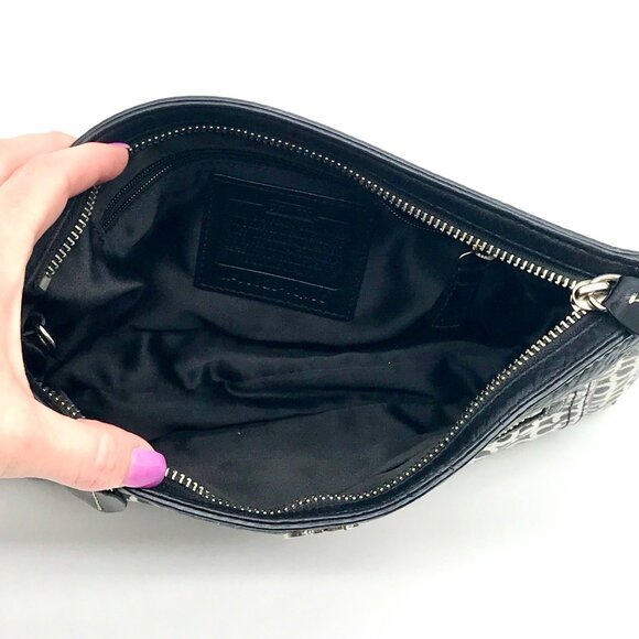 Coach Black & White Patent Leather Penelope Op Art Convertible clutch 13166 - Picture 11 of 11